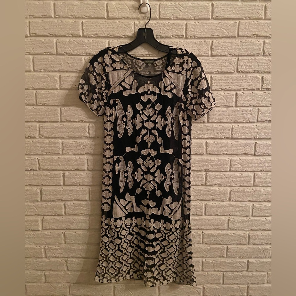 The Letter Black and Cream Midi Dress